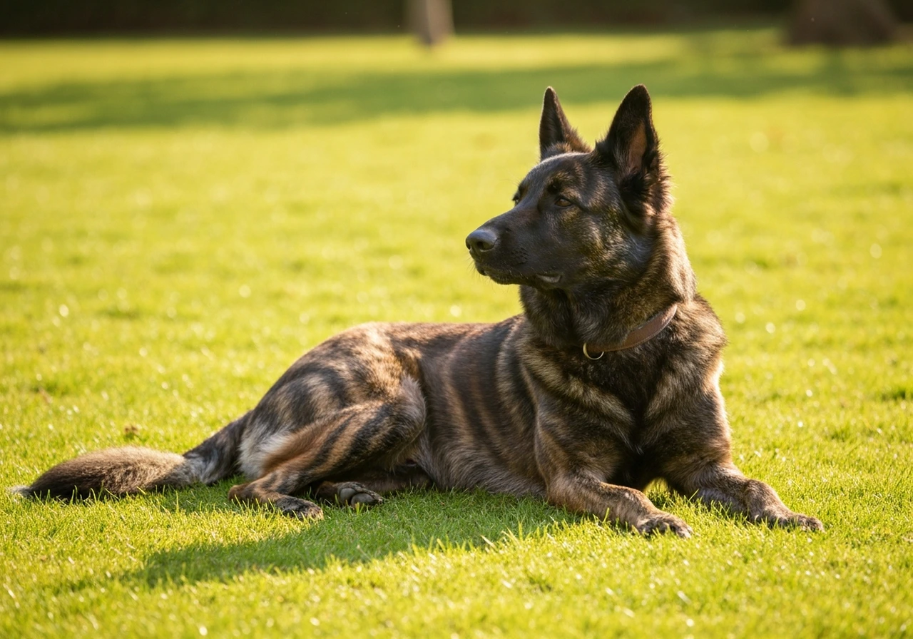 Dutch Shepherd resting comfortably