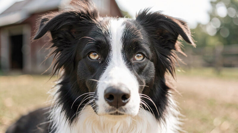 Close-up portrait of a Border Collie face with attentive herding breed eyes