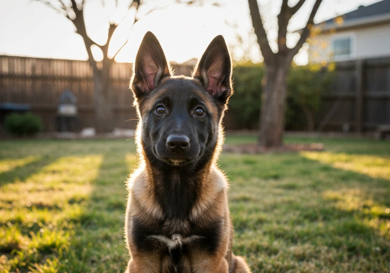 Belgian Malinois puppy playing